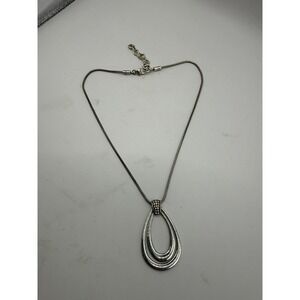 BRIGHTON MERIDIAN SWING Silver Crystal Teardrop Pendant Necklace 20 Inch. #1050